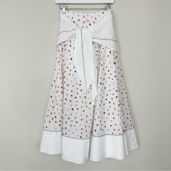 Rosie Assoulin Ula cotton poplin flower Waist Wrap midi skirt Tulip-printed - Picture 7 of 16